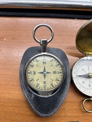 VTG Lot 3 Compasses. 2 Made In Germany, Other Japan brass , Metal, Leather