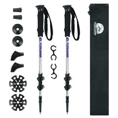 Trekking Poles Collapsible Hiking – 2 Pack Adjustable Aluminum Silvery