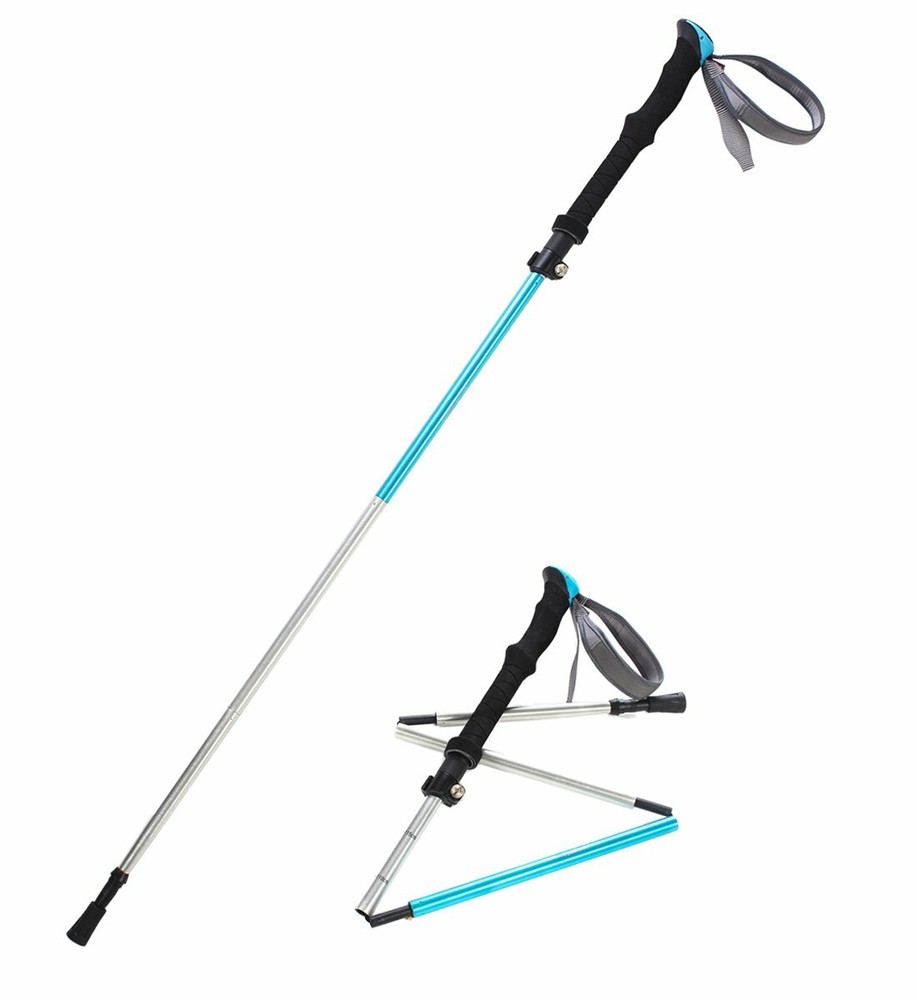 Pansel Folding 7075 Aluminum Alloy Travel Walking Hiking Trekking Pole, Blue