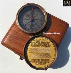 Engraved Brass Compass Wooden Box Famous Poet Quotes Graduation Gifts Men