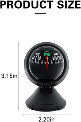 Car Compass Ball, Dash Mount Adjustable Compass Ball with Bottom Stick, Navigati