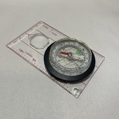 MAP COMPASS, Magnifier, Measuring Tool, No Lanyard. Good Condition.