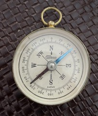 Vintage Precise Magnetic Pocket Compass Japanese Made In Box! Brass Case!