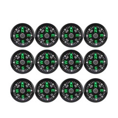 12 Pcs 20mm Mini Pocket Button Compass for Hiking Watch Band Paracord Camping