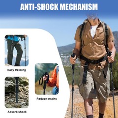 2 Packs Adjustable Hiking Poles Aluminum Retractable Walking Sticks for Nordic