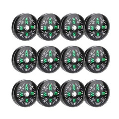 Pocket Compass, 20mm 12pcs Mini Oil Filled Compass for Hiking black