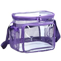 BORMELUN Medium Clear Bag with Pockets, gallon lunch boxes Dark Purple-1 pack
