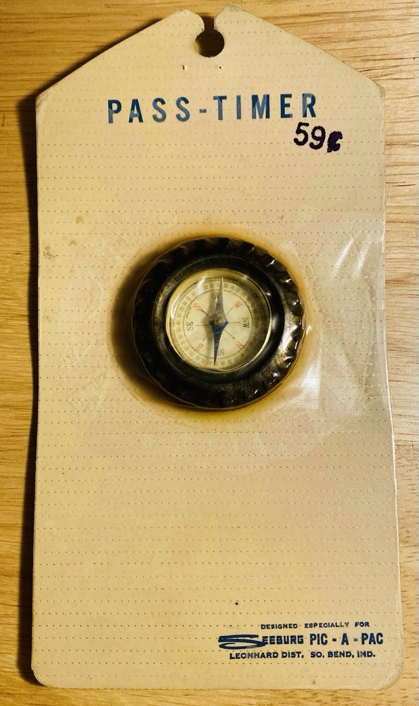 Vintage Pass-Timer Tire Compass Seeburg Pic-A-Pac on Original Card