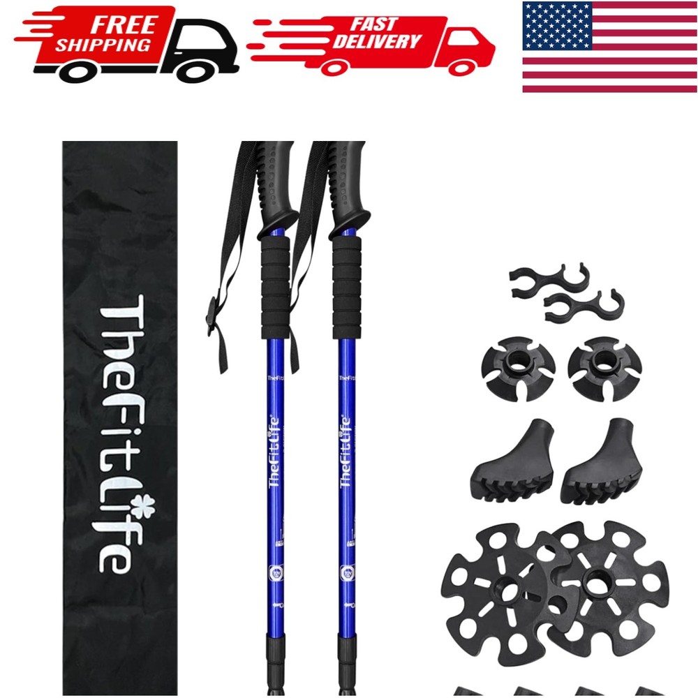 Ergonomic Trekking Poles for Hiking – Ultralight, Collapsible, and Stylish Blue