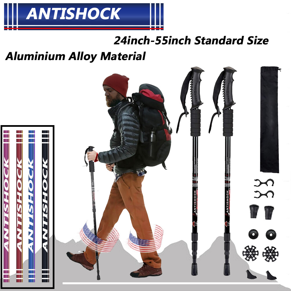 Bastones de senderismo ajustables antichoque Alpenstock 2X Bastones de trekking