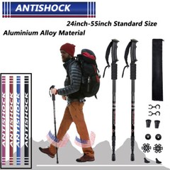 Bastones de senderismo ajustables antichoque Alpenstock 2X Bastones de trekking