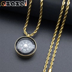 Mini Survival Compass Pendant Necklace Women Men Camping Hiking Pocket