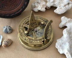 Antique Brown Dolland London Sundial Compass Navigation Instrument Gift Item