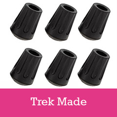 Walking Stick Tips – Pack of 6 Replacement Rubber Cane Tips Fit Most Trekking &