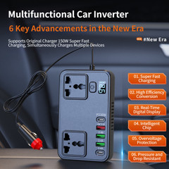150W Auto Inverter 12V 24V DC to 110V 220V AC Output Digital Display USB
