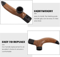 Walking Stick Handle Replacements, Wooden Cane Adapter Attachment for Trekking