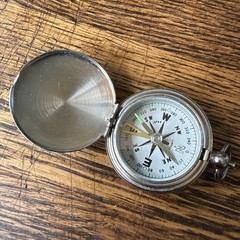 VTG 1950s Pocket Watch Style Compass JAPAN Unbranded Glows WORKS Metal Nice