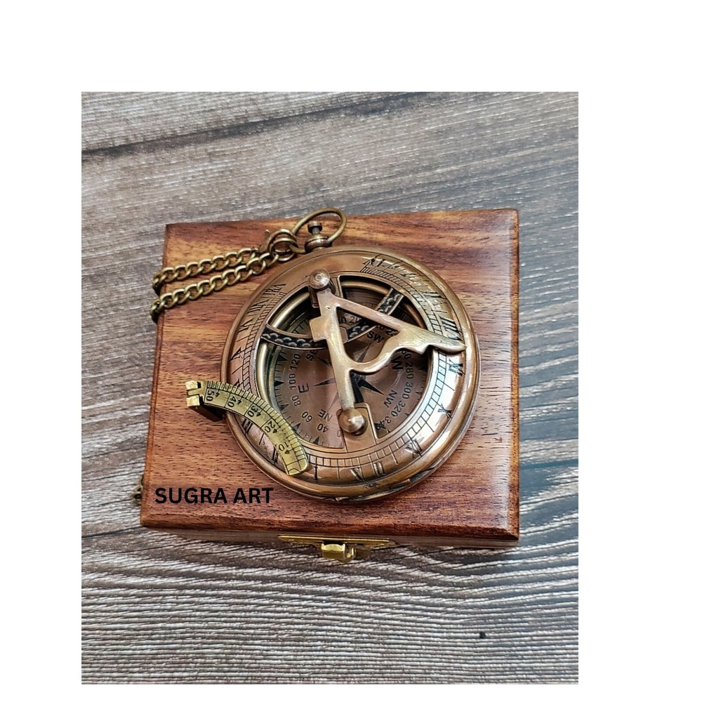 Engraved Sundial Compass Anniversary Gift, Vintage Style Compass, Christmas Gift