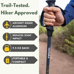 Lightweight Aircraft Grade Aluminum Trekking Poles for Hiking, Pair of 2