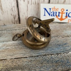 Antique Finish Brass Sundial Compass – Small Pocket Style – Nautical Steampunk
