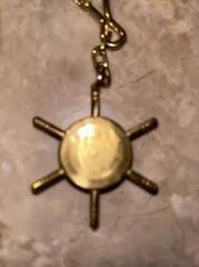 VTG Metal Pocket Keychain Loop Compass Unbranded Working Gold Tone Patina boat