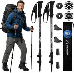 Walking & Trekking Sticks Black 3K Carbon Fiber Hiking Poles Collapsible Lightwe