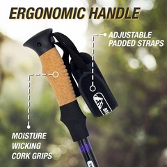 Ultra-Light Aluminum Trekking Poles for Hiking | Collapsible | Pair of 2