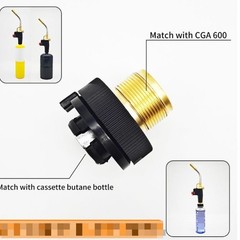 CGA600 Brass Gas Cylinder Adapter for Butane Canisters Auto Shut Off Design