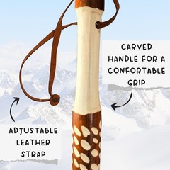 Wood Carved Walking Stick Lightweight **Strong Trekking Pole**