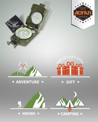 Military-Grade Waterproof Hiking Compass with Lensatic Sighting & Inclinometer