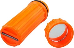 Orange Waterproof Match Storage Box with Firestarter and Signaling Mirror