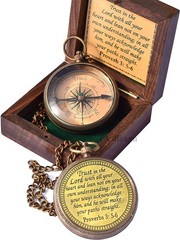 Trust in The Lord with All Your Heart -Proverbs 3: 5-6 Quote Engraved Compass…