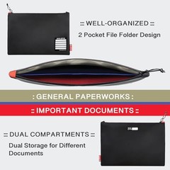 Rough Enough Important Document Organizer Holder Bag File Folder Zipper Pouch