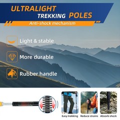 2X Adjustable Hiking Poles Aluminum Walking Sticks Alpenstock for Nordic Skiing