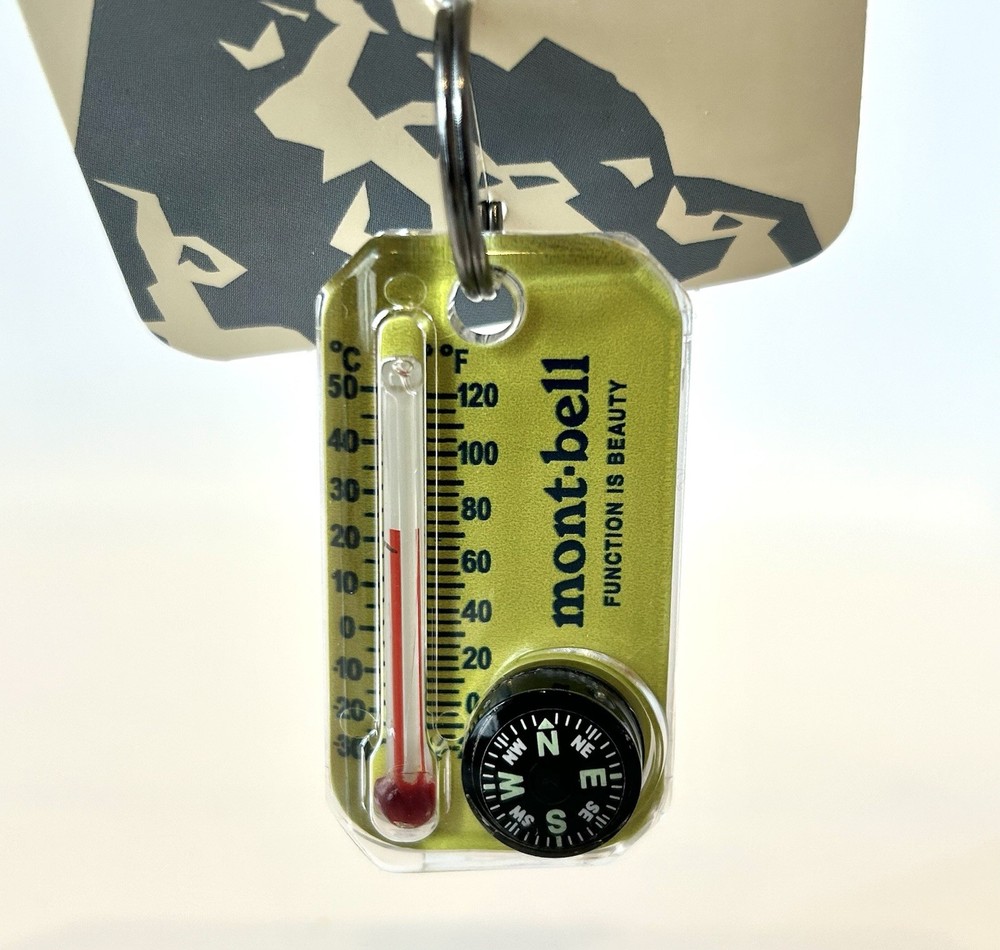 mont-bell Thermo Compass Yellow 1827647 Thermometer Compass Keychain Japan New