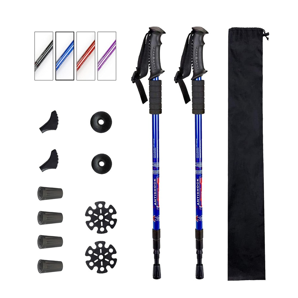 2-pc Pack Trekking Poles, Shock Absorbing, Adjustable, Collapsible, Carry Bag