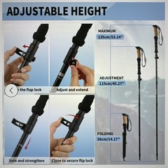 Portable Foldable Hiking Poles, 7075 Aluminum, Quick-Lock Adjustable, Set of 2
