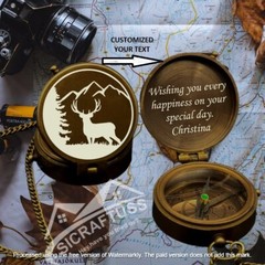 Personalized Hiking Brass Compass – Pocket Brass Compass – Engraved Brass Compas