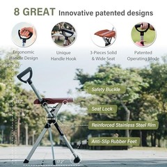 Ta-Da Chair Series 2- Portable Walking Stick, Cane with Seat, L (36.2″) Black