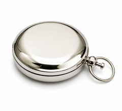 Personalized Pocket Compass with Hinged Cover and Key Ring