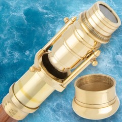 Brass Telescope and Walking Stick | 3-Piece Break-Down Design | 37″ Overall