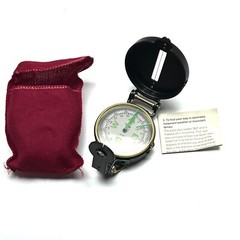 Engineer Lensatic Compass Plastic w/Brass Mint-with Pouch