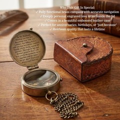 Engraved Brass Compass | Nautical Antique Vintage Solid Brass Compass with Le…