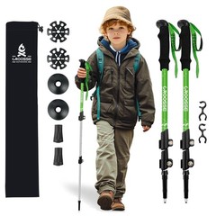 Lightweight Collapsible Kids Hiking Poles – Retractable 20″, Green