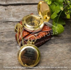2″ Push Button Shiny Brass Compass – Personalized Engraved Pocket Brass Compass.