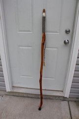 Custom Made Diamond Willow Walking Hiking Stick with Carved Antler Morel Topper