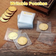 50 Pcs 2.2 x Single Pocket Coin Sleeves Collector Individual 2.2 Inches Square