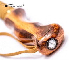 3-Pc Detachable Hardwood Walking Stick Pine Handle with Compass (Nature Color, 5
