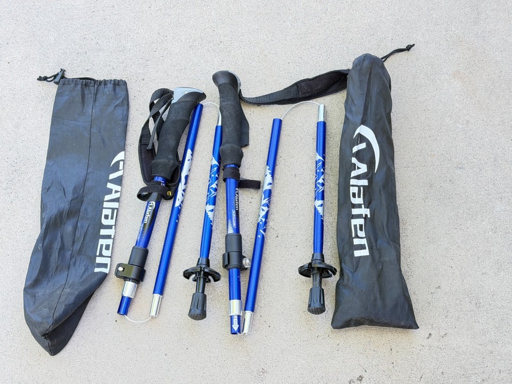 Set of Alafen Folding Trekking Poles 110-125CM Blue W Bag ..5I