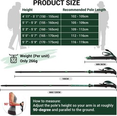 Collapsible Trekking Poles for Hiking – Lightweight Folding Walking Sticks for